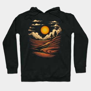 Forest Mountain Retro Sunset Hoodie